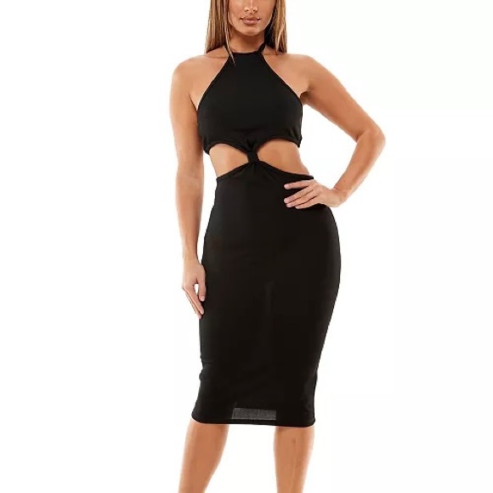 ALMOST FAMOUS Halter-Neck Ribbed Dress